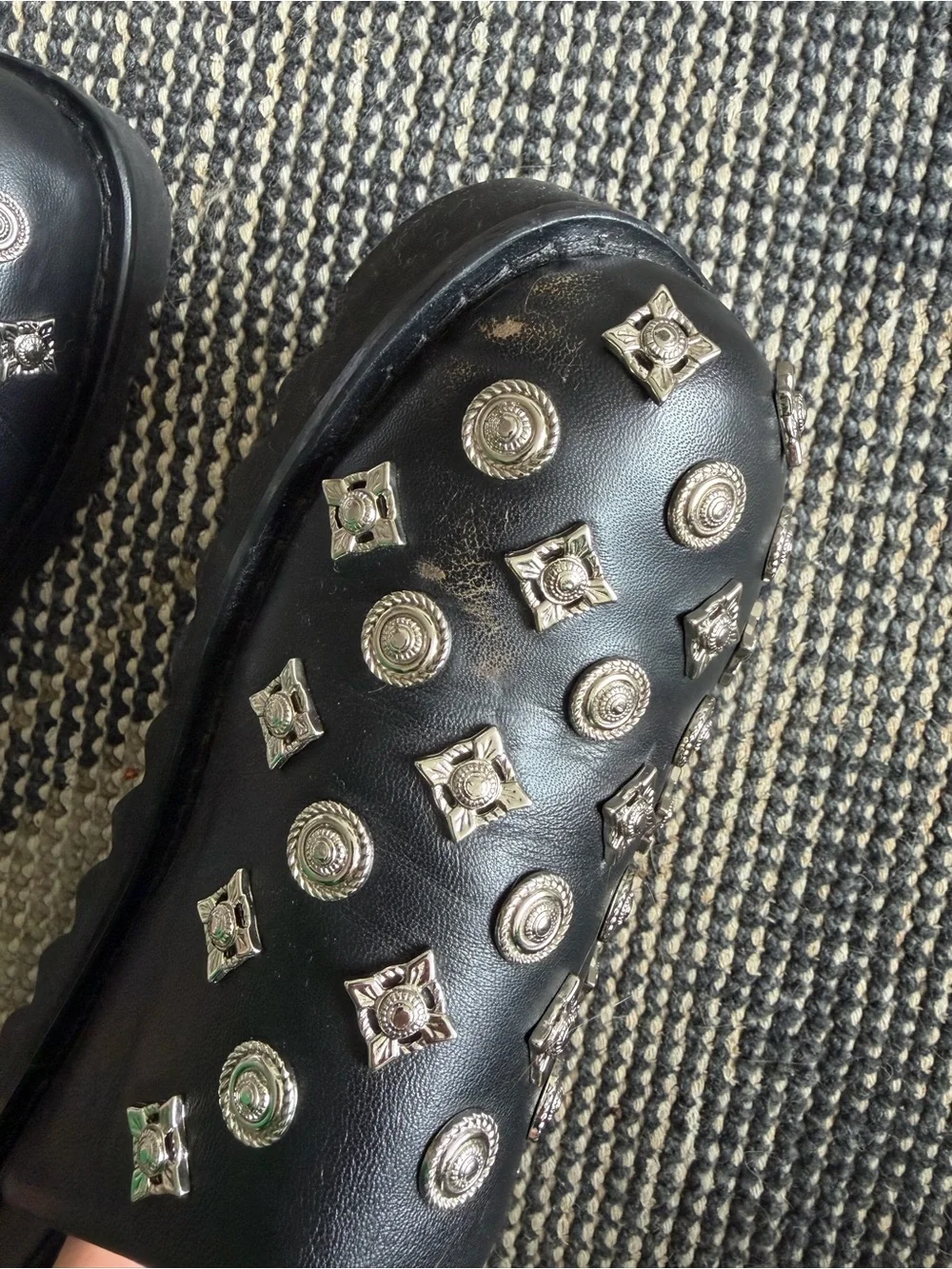 TOGA Pulla Black Studded Platform Loafer Mule